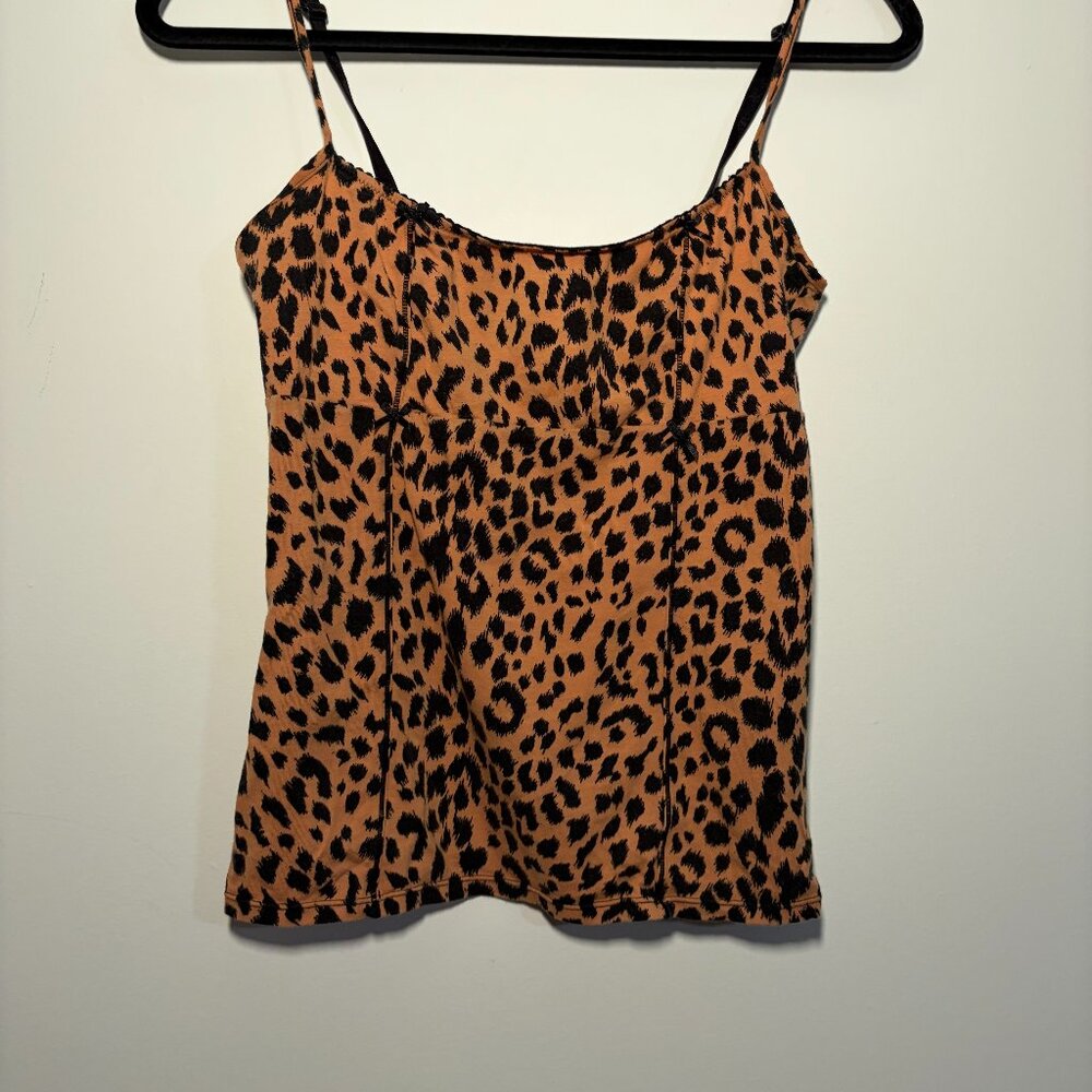 Betsey Johnson Leopard Print Cami Tank Top Bow Detail Size S